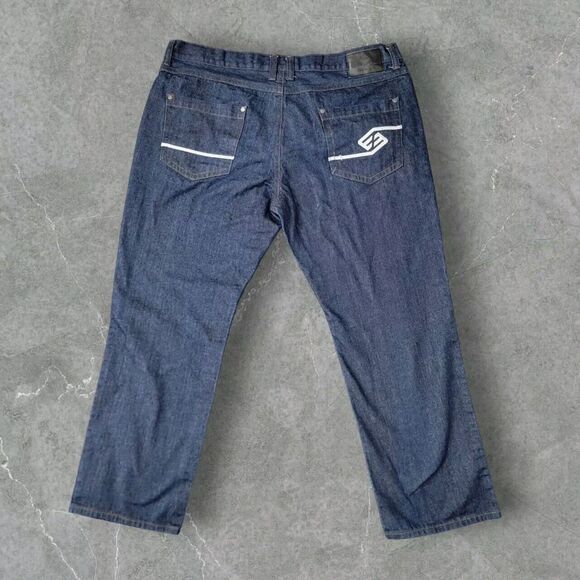 Vintage Y2K Enyce‎ Jeans 44/32 Embroidered Baggy Wide Leg Skater Hip Hop Style - Picture 1 of 10